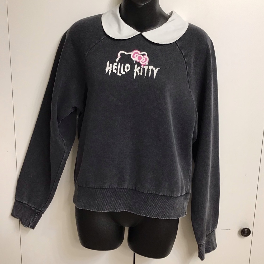 Hello Kitty Forever 21 Charcoal Sweatshirt with White Collar - Picture 2 of 12